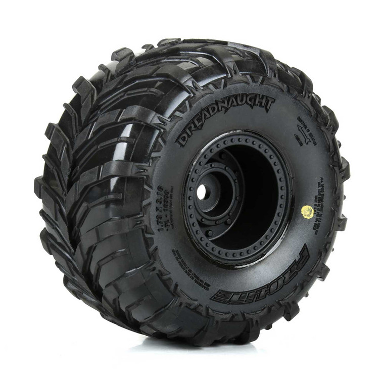 Pro-line Racing - Dreadnaught Mounted Black Wheel F/R (4) for Arrma Gorgon/Quake Grom - 1030010