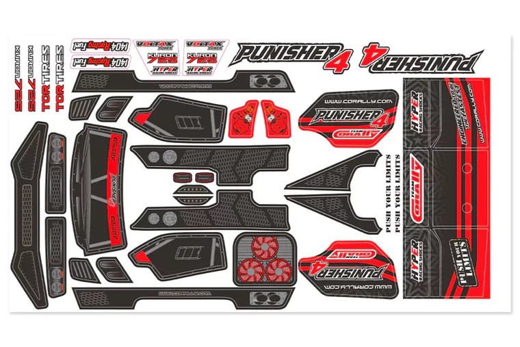 Corally - Body Decal Sheet - Punisher 4 - Pre-Cut - Color Red - 1pc - 00180-1329-1