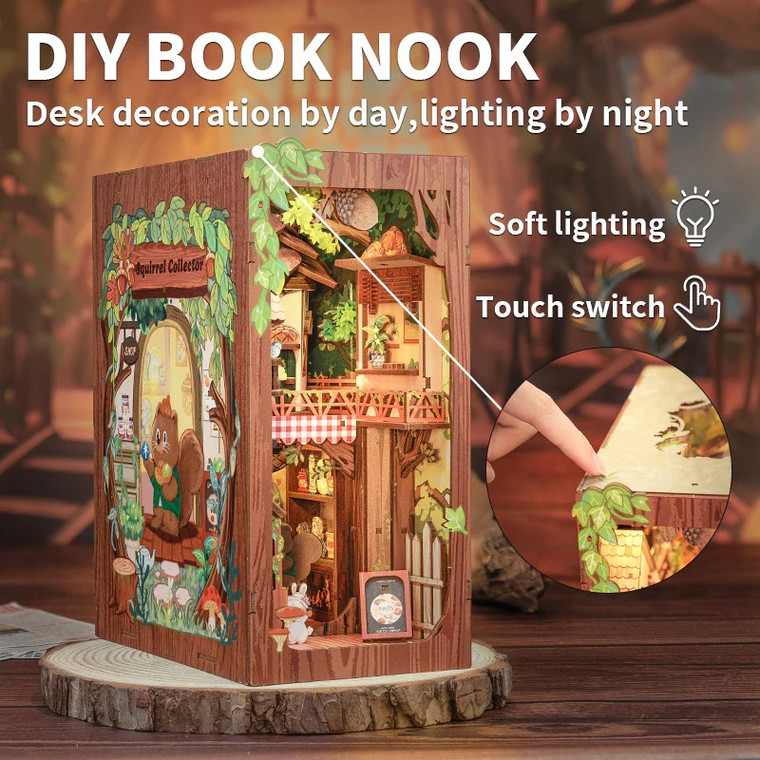 Cutebee - Squirrel Collector Book Nook - DY03B