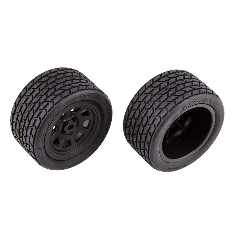 Team Associated - SR10 Rear Wheels with Street Stock Tires, mounted - 71195