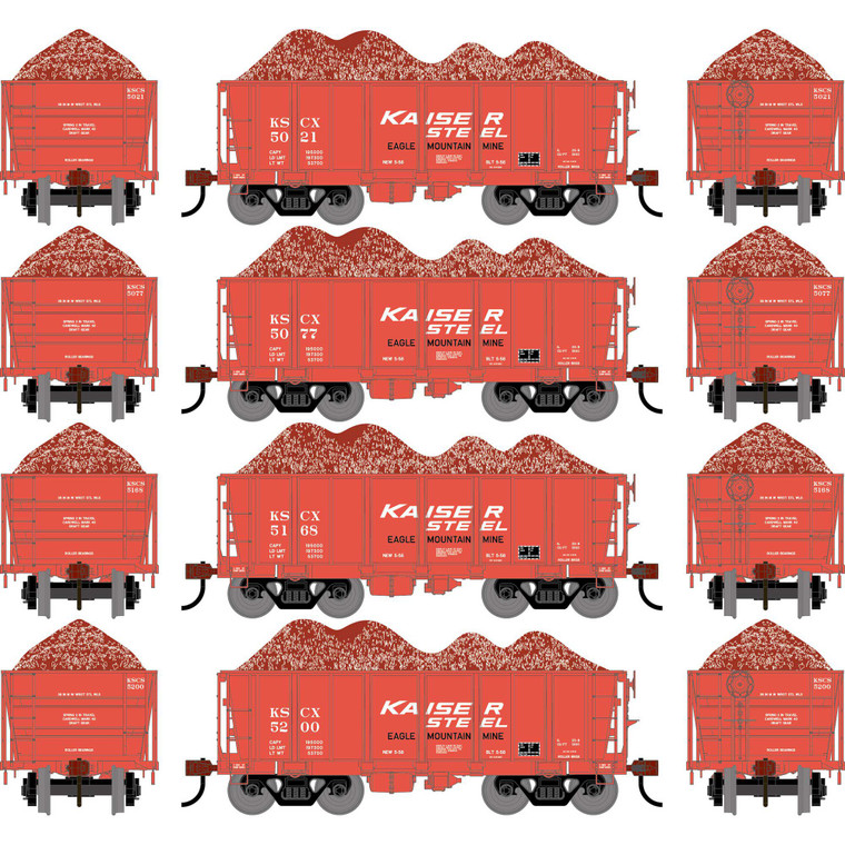 Athearn - HO ATH 26' PC&F Ore Car Tight-Bottom Low-Side w/Load,Legendary Liveries KSCX #5021/5077/5168/5200(4) - -3255