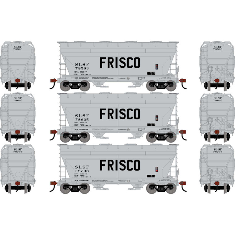 Athearn - HO ATH ACF 2970 Covered Hopper, SLSF #78563/78605/78708 (3) - -3305