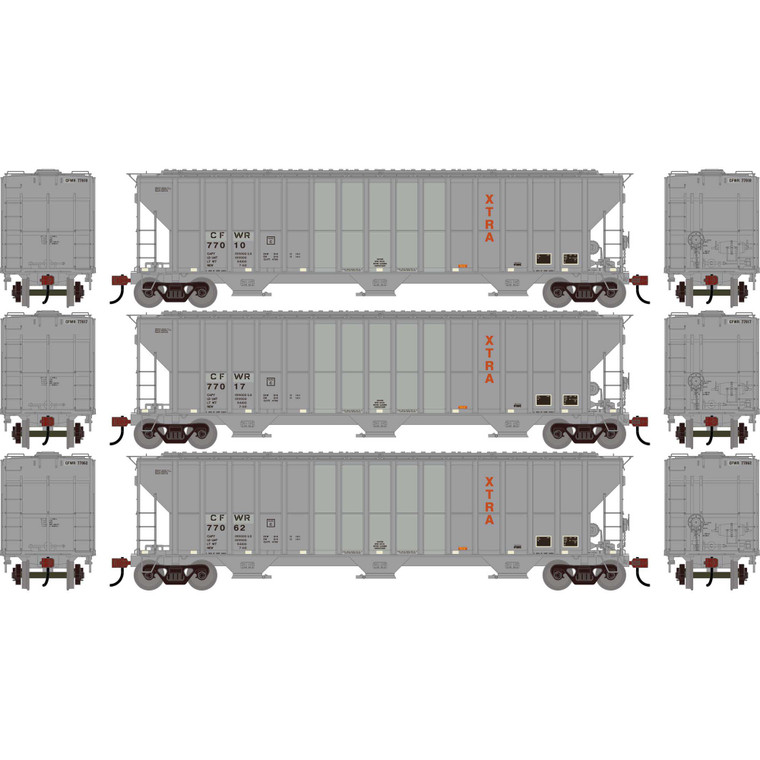Athearn - HO ATH FMC 4700 Covered Hopper, Primed For Grime CFWR #77010/77017/77062 (3) - -3335