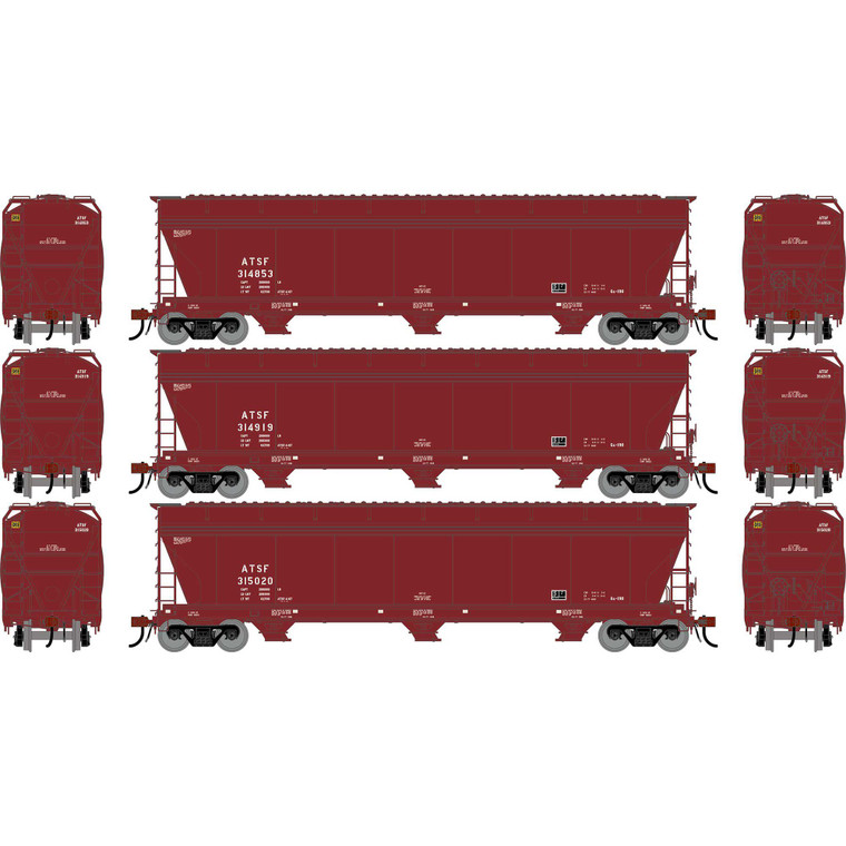 Athearn - HO GEN ACF 4600 Covered Hopper, ATSF #314853/314919/315020 (3) - G-2795