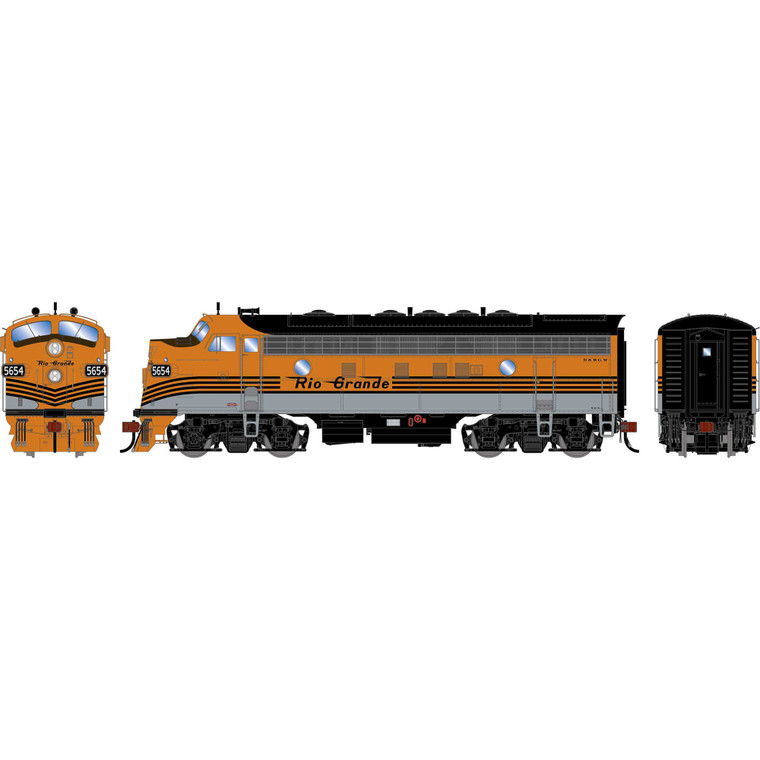 Athearn - HO GEN F7A Locomotive, DRGW 'Aspen/Silver/Four Stripe' #5654 - G-2959