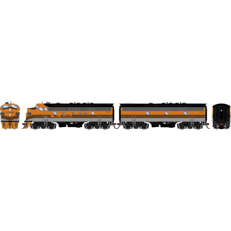 Athearn - HO GEN F7A/F7B Locomotivew/DCC & Sound, DRGW 'Aspen/Silver/Four Stripe' F7A- #5764 F7B- #5723 - G-2976