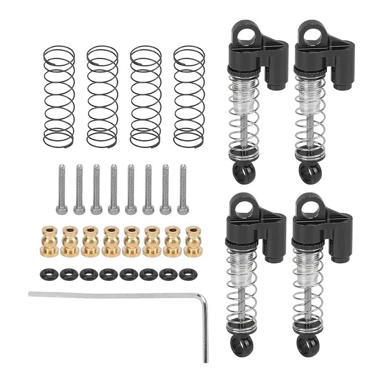 Integy - Machined Alloy 37mm Piggyback Shocks (4) for Axial 1/24 SCX24 Rock Crawler - C32176SILVER