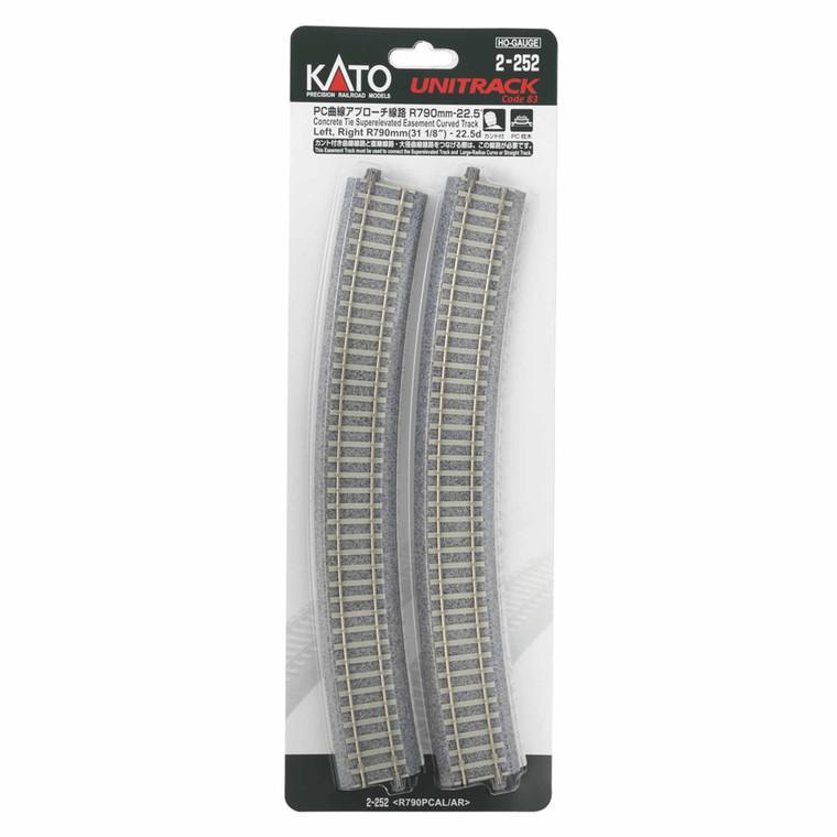 Kato USA - HO 790mm (31 1/8") Radius 22.5? CT Easement Track Left + Right  - 2-252