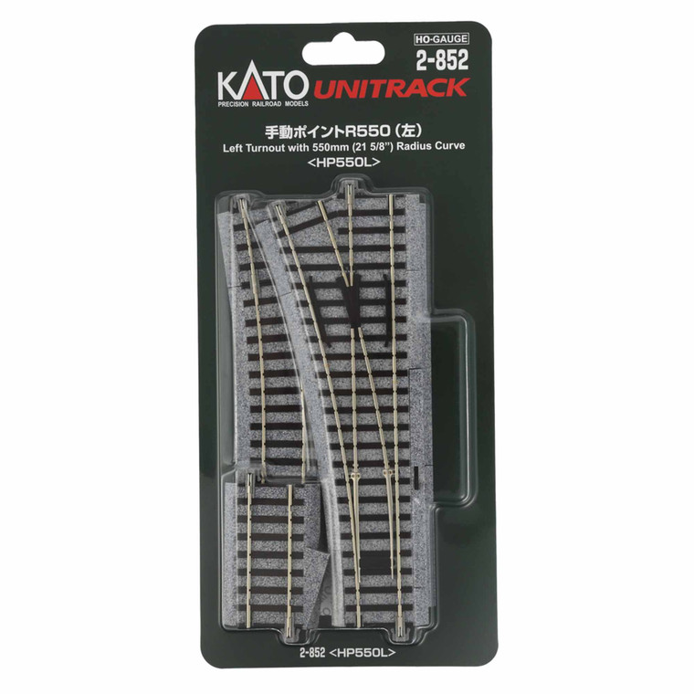 Kato USA - HO Left Turnout with 550mm (21 5/8) Radius Curve - 2852
