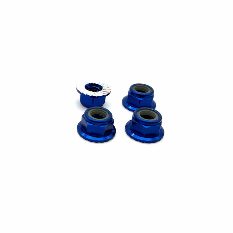 Reefs RC - REEFS 5mm Aluminum Flanged & Serrated Lock Nut (Blue)(4pc) - REEFS288