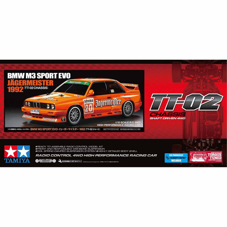 Tamiya - 1/10 RC BMW M3 Sport EVO Jagermeister 1992 (TT-02)  RE-RELEASE - 58760