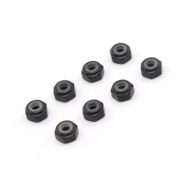 Kyosho - M2 Aluminum Nylon Color Nut 8pcs (Black) - MZW128BK