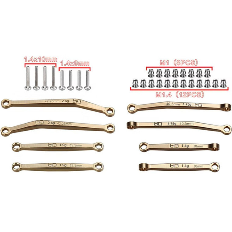 Hot Racing - No Flex Upgrade Brass Link Set, SCX30 - SXTY133H