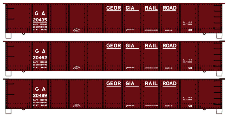 Accurail - HO 41'Steel Gondolas Georgia RR 3pc Set - 37794