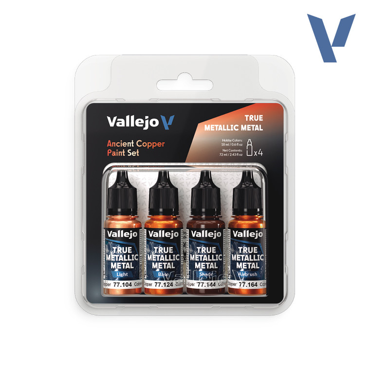 Vallejo Acrylic Paints - True Metallics Ancient Copper(4 colors) - 77253