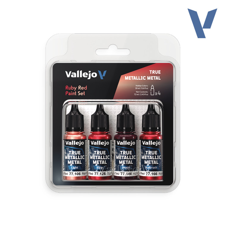 Vallejo Acrylic Paints - True Metallic Ruby Red(4 Colors) - 77254