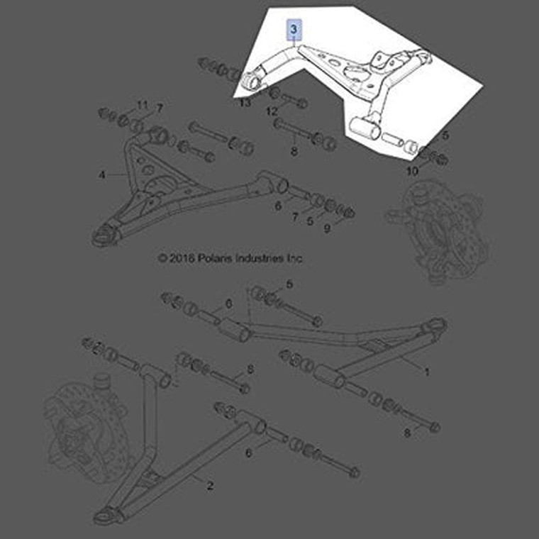 Polaris 1022797-458 Matte Black Front Left Upper Control Arm RZR EPS S 900