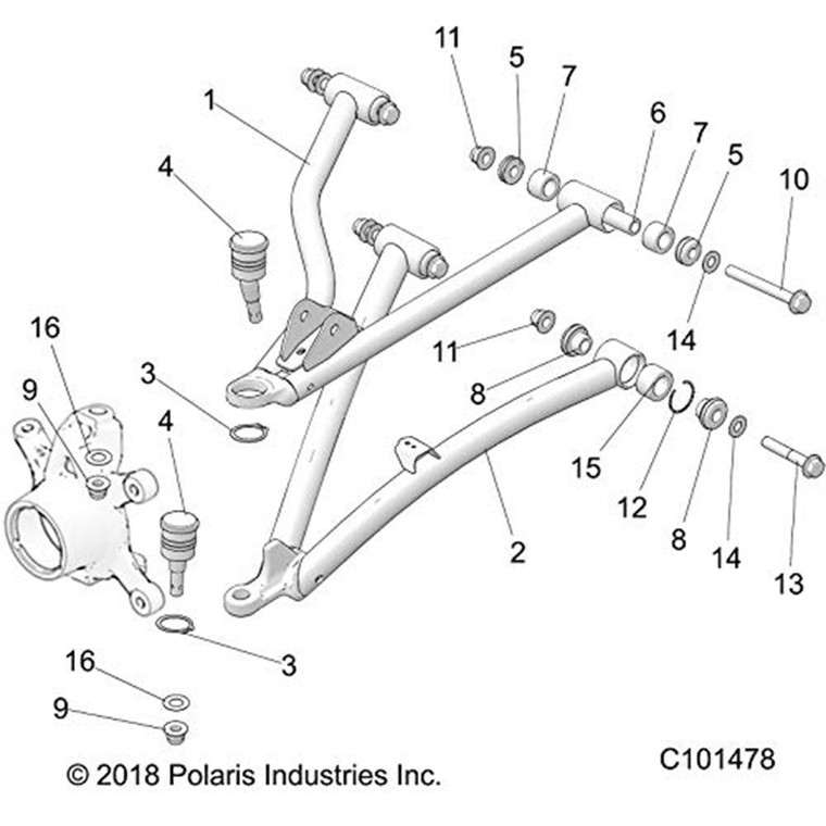 Polaris 1023399-293 Weld-Lca Front 55 Lh Red Scrambler 1000 XP