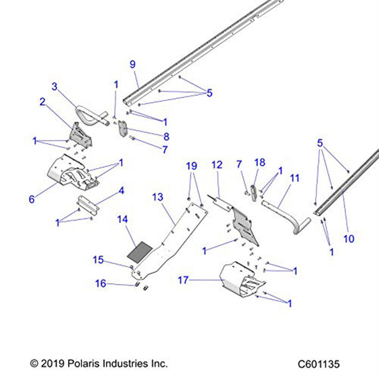 Polaris 1024378 Right Hand Footrest Switchback RMK 800 550 600 155 144 121 SP