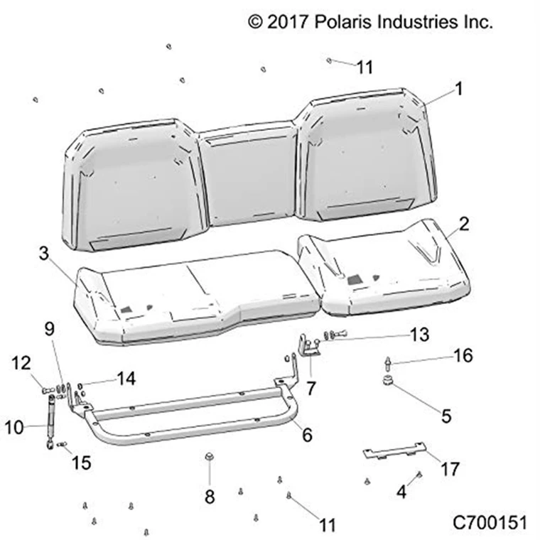 Polaris 2689639 Black Titanium Seat Bottom Ranger Crew XP Trail Boss EPS 1000