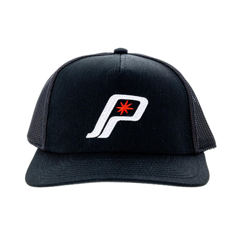 Polaris 2833125 Mens Black Retro Logo Mesh Snapback Hat Antique Brass Buckle Closure - One