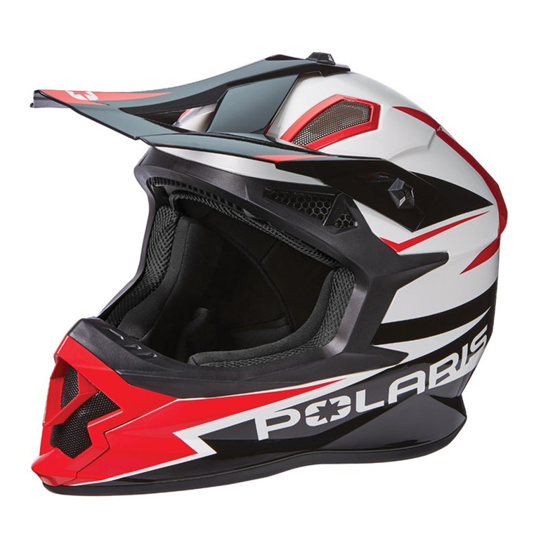 Polaris Tenacity 4.0 Open Face Snowmobile Helmet Red/White