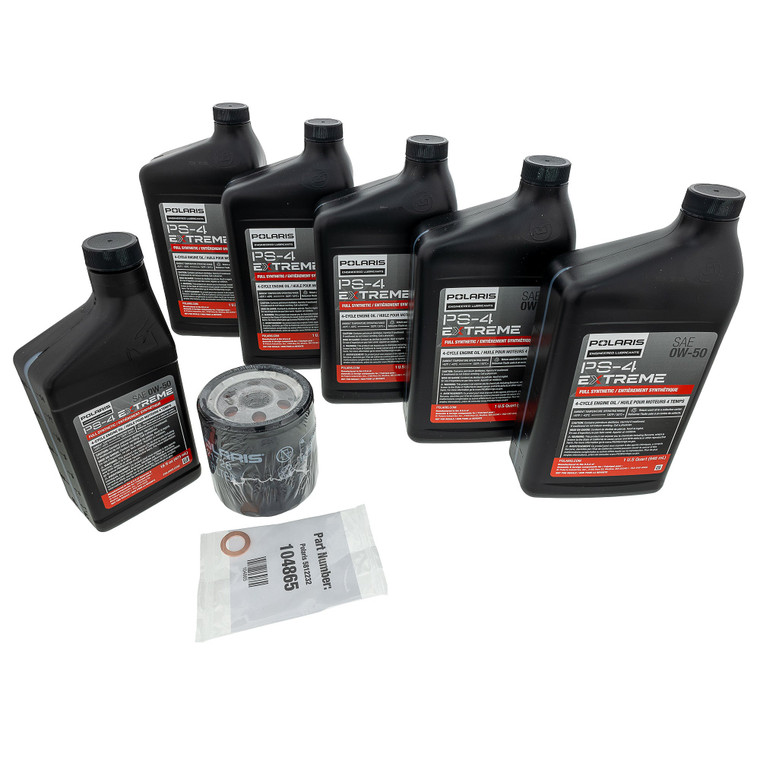 Polaris 2890881 PS-4 0W-50 Extreme Full Synthetic 4-Stroke Oil Change Kit RZR