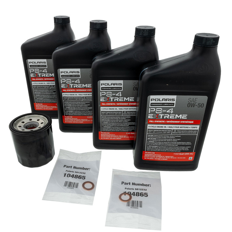 Polaris 2890884 PS-4 0W-50 S4 Extreme Full Synthetic Engine Oil Change Kit