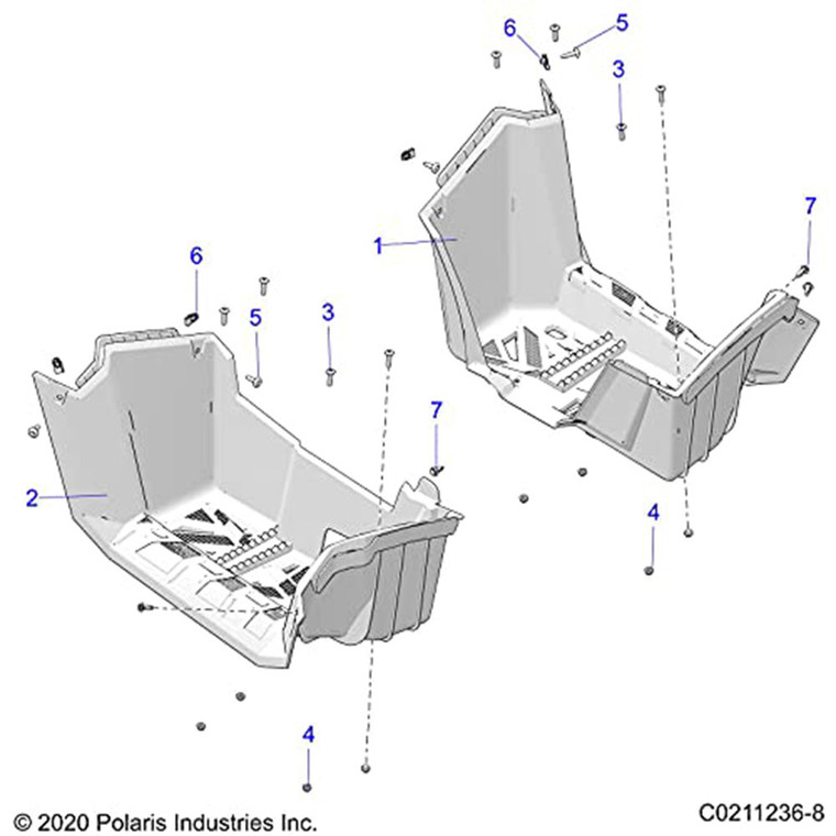 Polaris 5450524-070 Black Right Hand Footwell Sportsman Hawkeye 570 450 325 X2