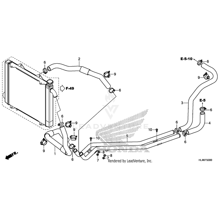 Honda - Hose, Right Front Water - 19505-HL4-A00