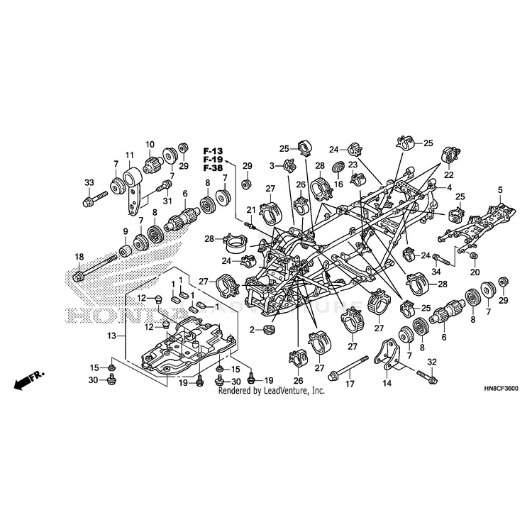 Honda - Rubber, Engine Mounting (Lower) - 50301-HN8-003