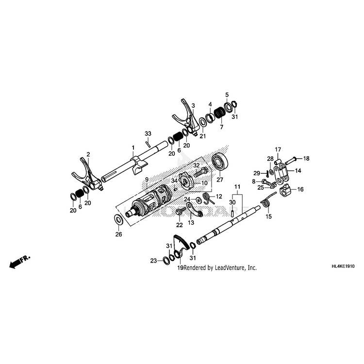 Honda - Center, Gearshift Drum - 24331-HL4-010