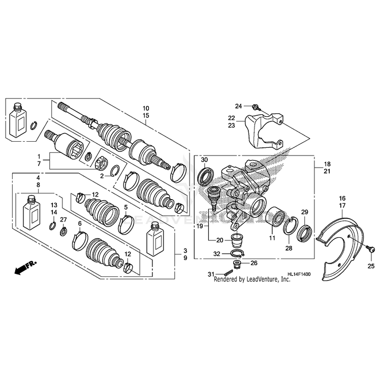 Honda - Splash Guard, Left Front - 45256-HL1-A00