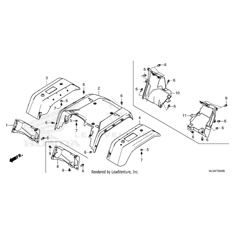 Honda - Fender Set, Right Rear (Type3) (Wl) - 80110-HL5-E00ZB