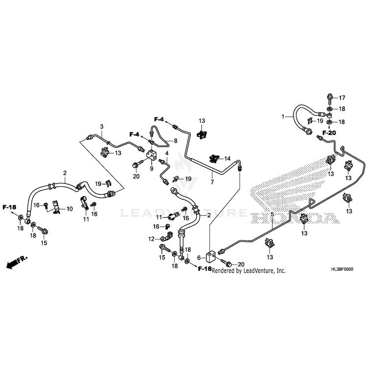 Honda - Pipe, Rear Brake Middle - 45129-HL3-A00