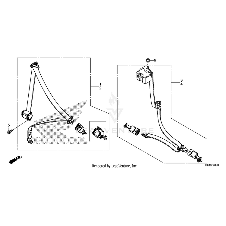 Honda - Seat Belt Assembly, Front Driver - 77610-HL3-601