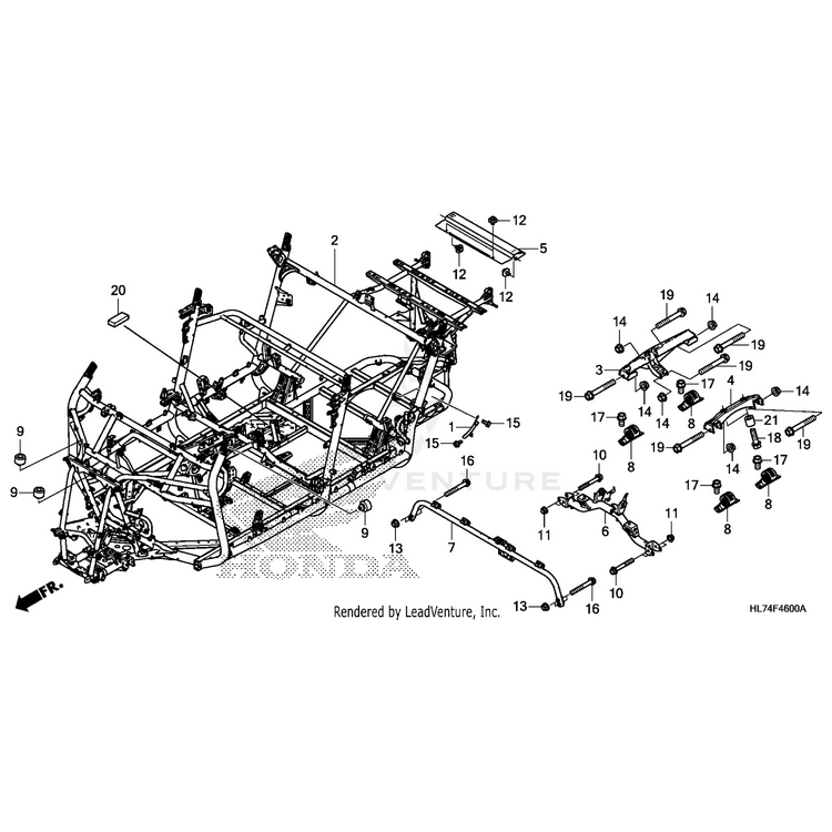 Honda - Pipe, Rear Forward Seat Frame - 50710-HL7-A20