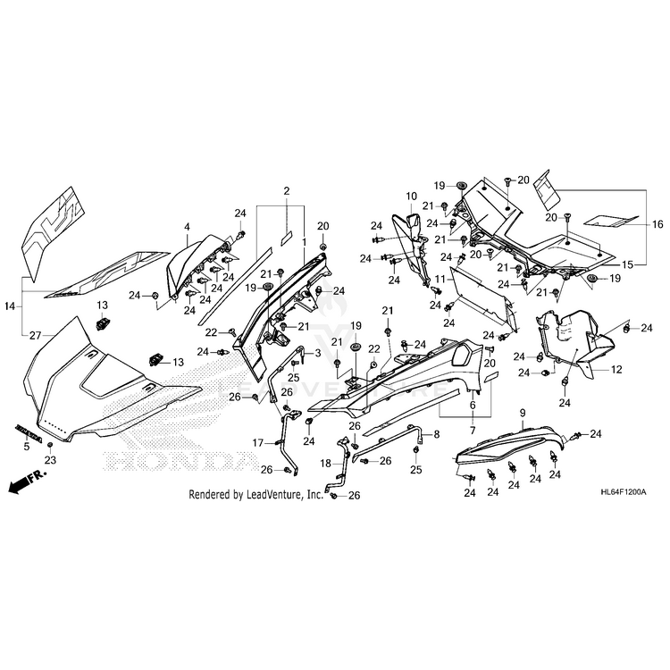 Honda - Fender Set, Right Front (Type1) (Wl) - 61105-HL6-A00ZB