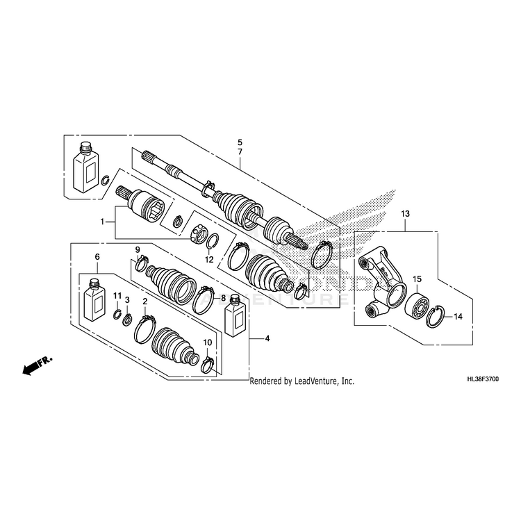 Honda - Driveshaft Set, Left Rear (Msds) - 42350-HL3-A42