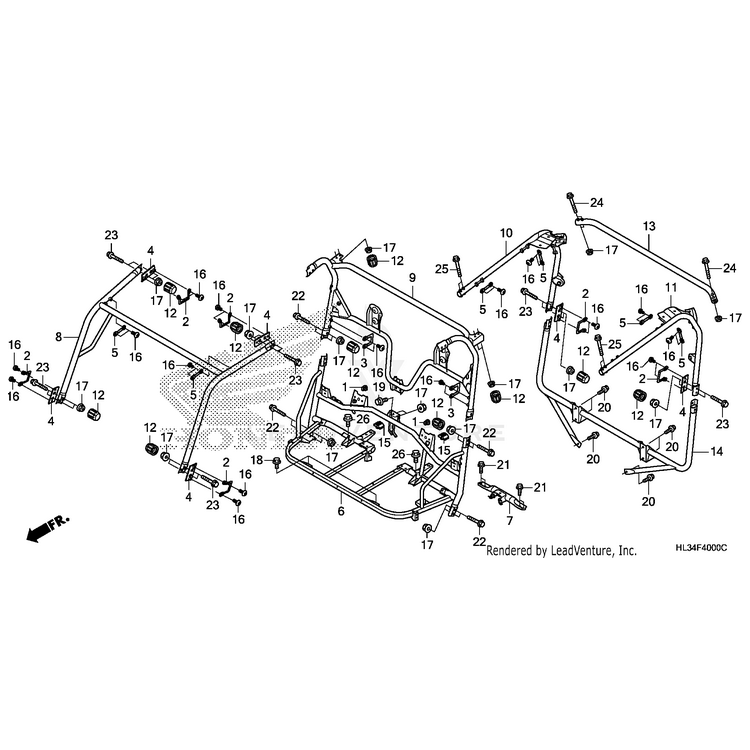 Honda - Pipe, Left Rear Roll Bar - 71975-HL3-A00