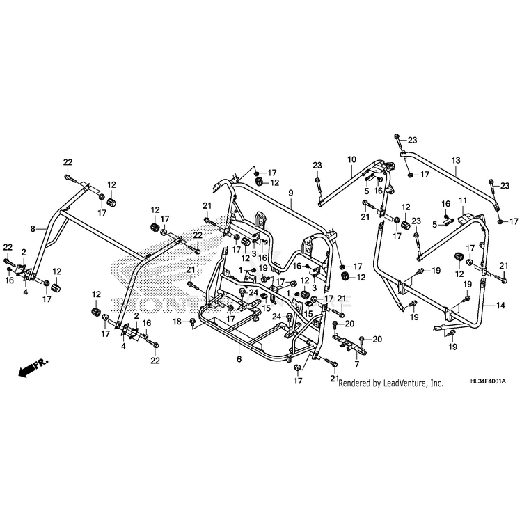 Honda - Pipe, Middle Roll Bar (Upper) (2P) - 71960-HL3-A50