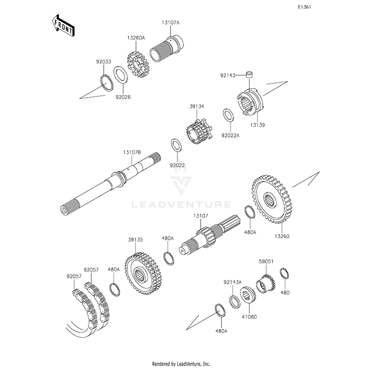 Kawasaki - Shaft,Input Outer - 13107-1315
