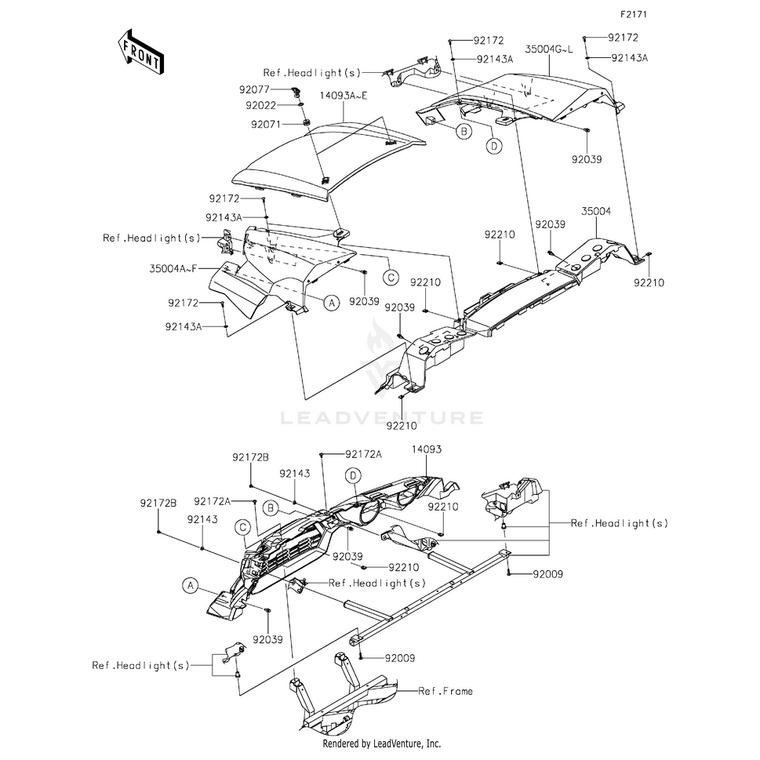 Kawasaki - Fender-Front,Rh,A.Silver - 35004-0347-57N