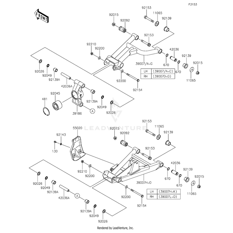 Kawasaki - Arm-Suspension,Rear,Lower,Rh,C.B.Orange - 39007-0348-42R