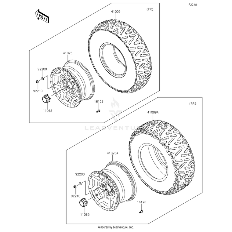 Kawasaki - Rim,Front,14X6.0At,Black - 41025-0357-31D