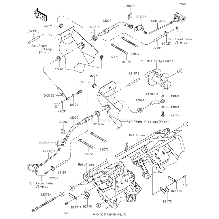 Kawasaki - Pipe-Brake,Front,Rh - 43060-0002