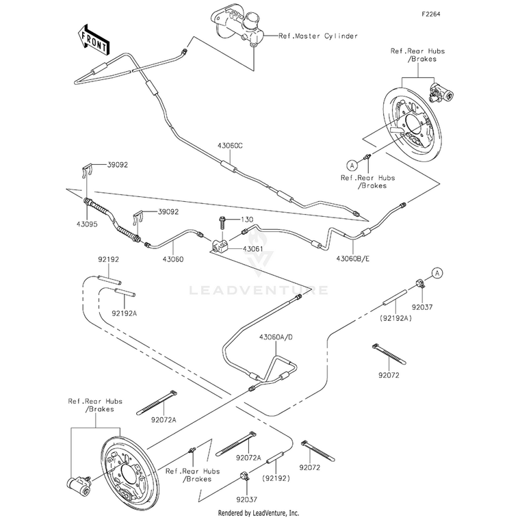Kawasaki - Pipe-Brake,Rear,Rh - 43060-0008