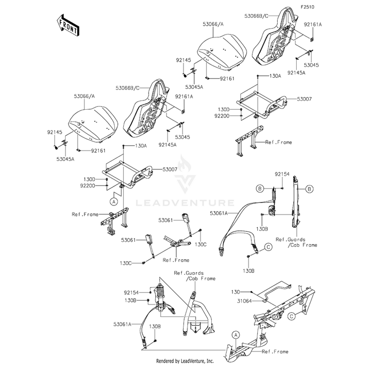 Kawasaki - Seat-Assembly,Back,Sil+Blk+Sil - 53066-0826-64L