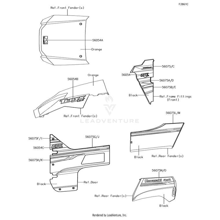 Kawasaki - Pattern,Rr Fender,Lh,Fr - 56075-1997