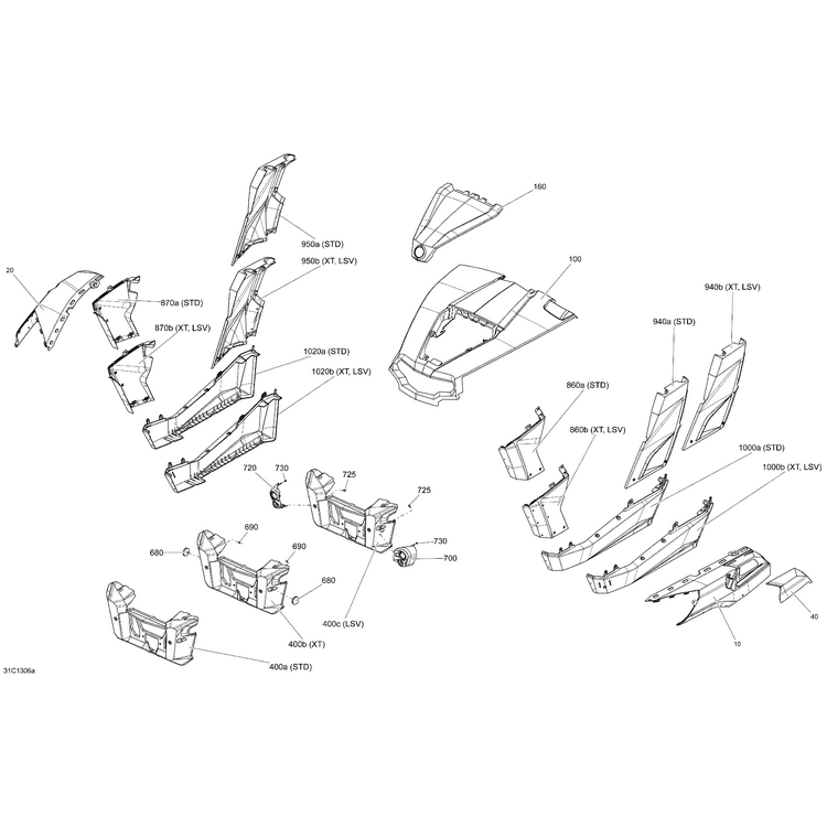 Can-Am - LH Front Lateral Pannel, Black - 705005561